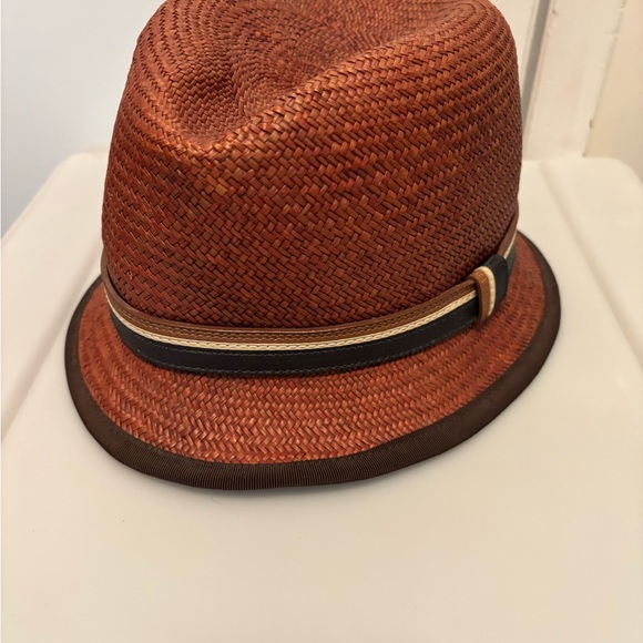 Stylish Brown Coach straw Fedora Hat - Picture 1 of 6